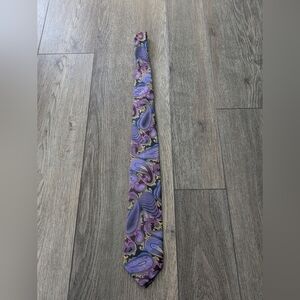 Gianfranco Italy Microfiber Neck Tie Purple Yellow Paisley Italian Necktie